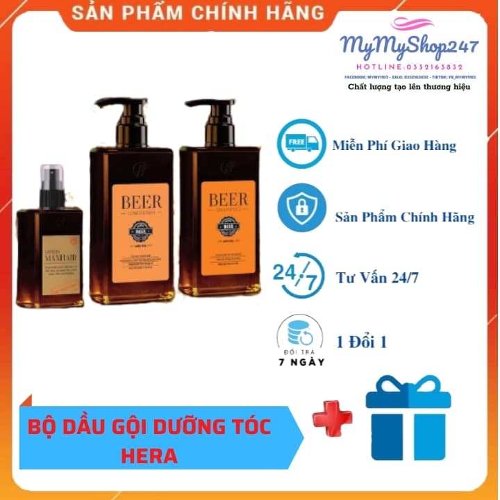 Dầu gội [FREE SHIP] dầu gội loại bỏ gàu  hết rụng tóc - BỘ 3 SIÊU PHẨM CHĂM SÓC TÓC TỪ MEN BIA TƯƠI.