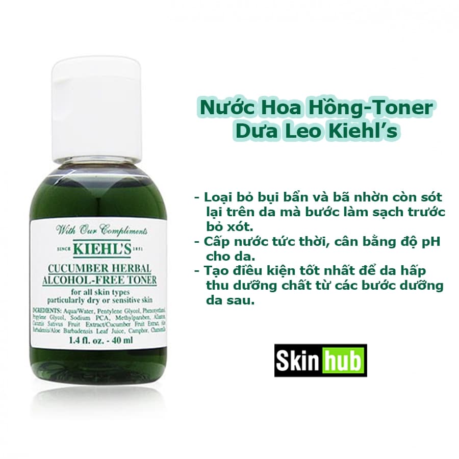 [KIEHLS] Nước hoa hồng Nước cân bằng Toner dưa leo không cồn Kiehls Cucumber Herbal Alcohol-Free Toner 40ml