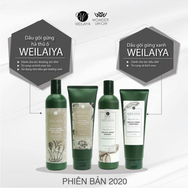 [HCM]Bộ dầu gội đầu xả Weilaiya tem TRẮNG tinh chất gừng hỗ trợ móc tóc và ngừa  rụng tóc - Hàng chính hãng mẫu mới