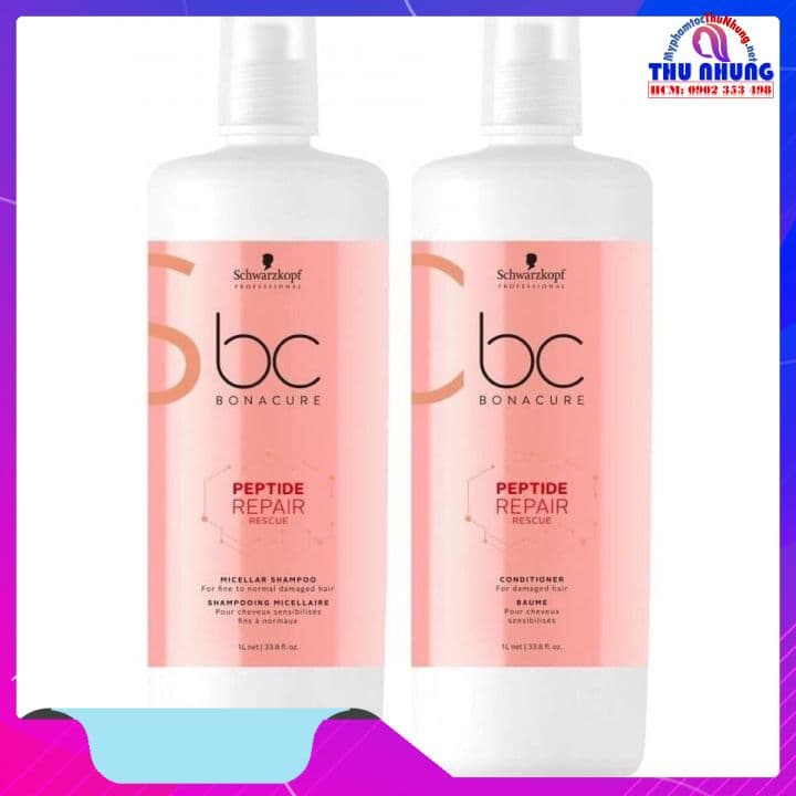 [HCM]Dầu gội xả Schwarzkopf BC Bonacure Peptide Rescure Repair phục hồi tóc hư tổn 1000ml
