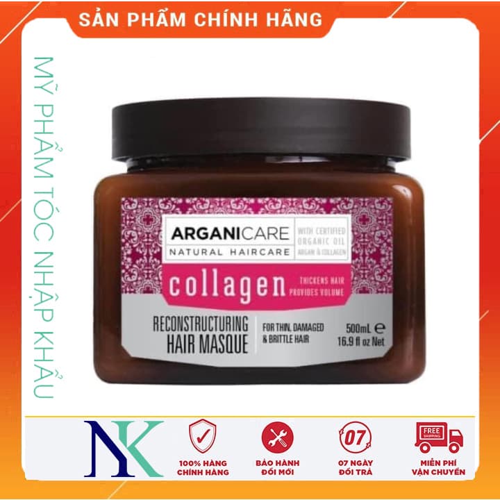 [HCM]Hấp Dầu Dưỡng Tóc Arganicare Collagen Hair Masque 500Ml