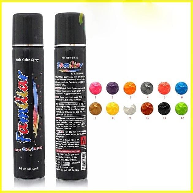 Keo xịt tóc màu Familiar 100ml (#14 Màu đỏ) - Hàng nhập khẩu