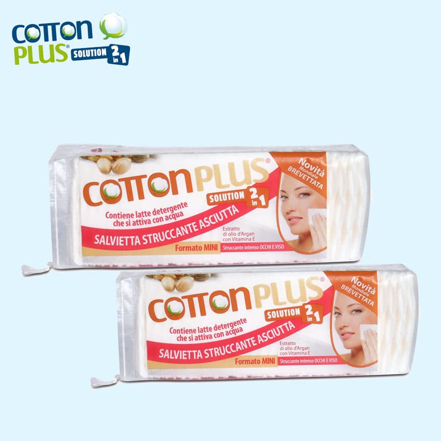 Set 02 Gói bông tẩy trang Cotton Plus dưỡng da 2in1 (60 miếngx2) (ĐỎ)