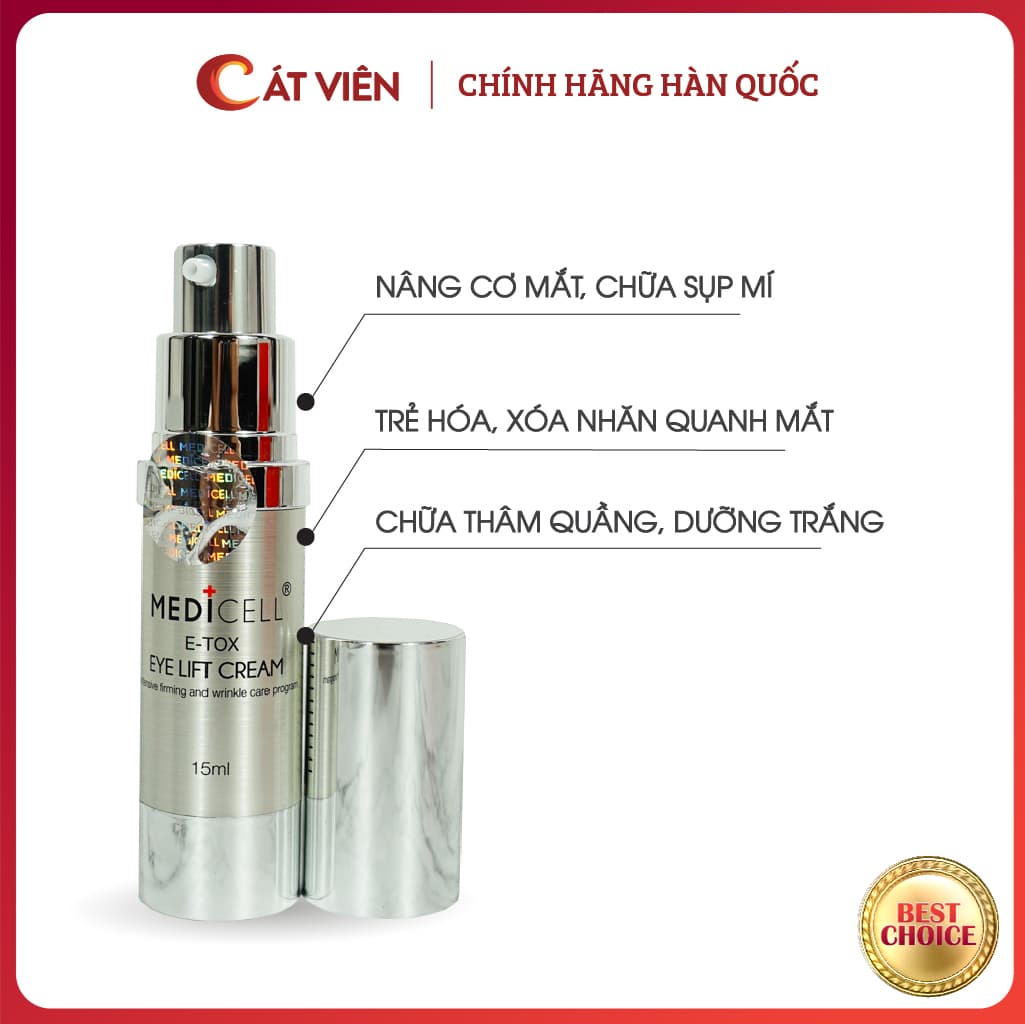 Kem dưỡng mắt tan bọng mắt Medicell dưỡng ẩm chống lão hóa xóa nhăn chân chim loại bỏ thâm quầng mắt hết bọng mắt - Tuýp dạng pump15g