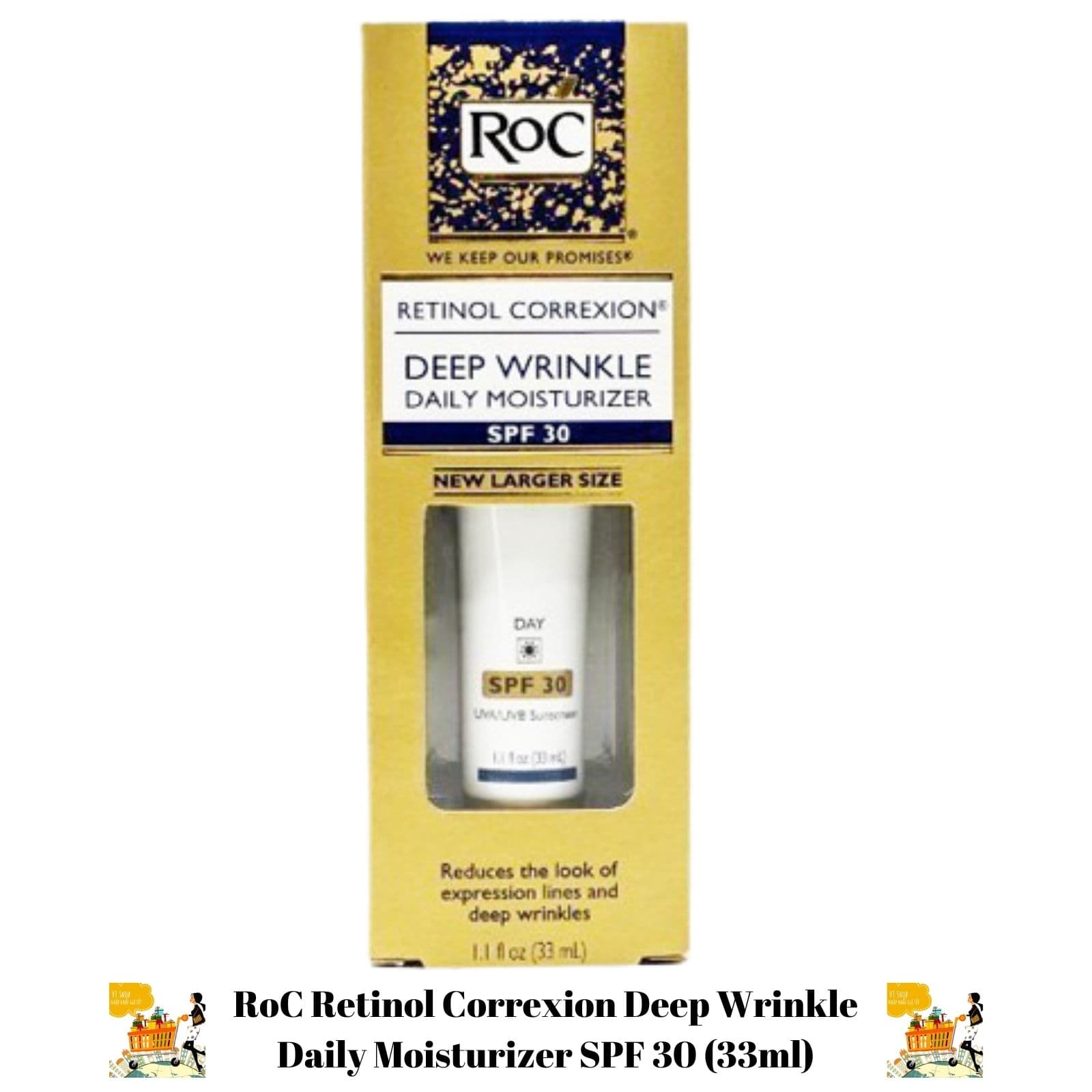 [HCM]Kem dưỡng ban ngày xóa nếp nhăn RoC Retinol Correxion Deep Wrinkle Daily Moisturizer SPF 30 (33ml)