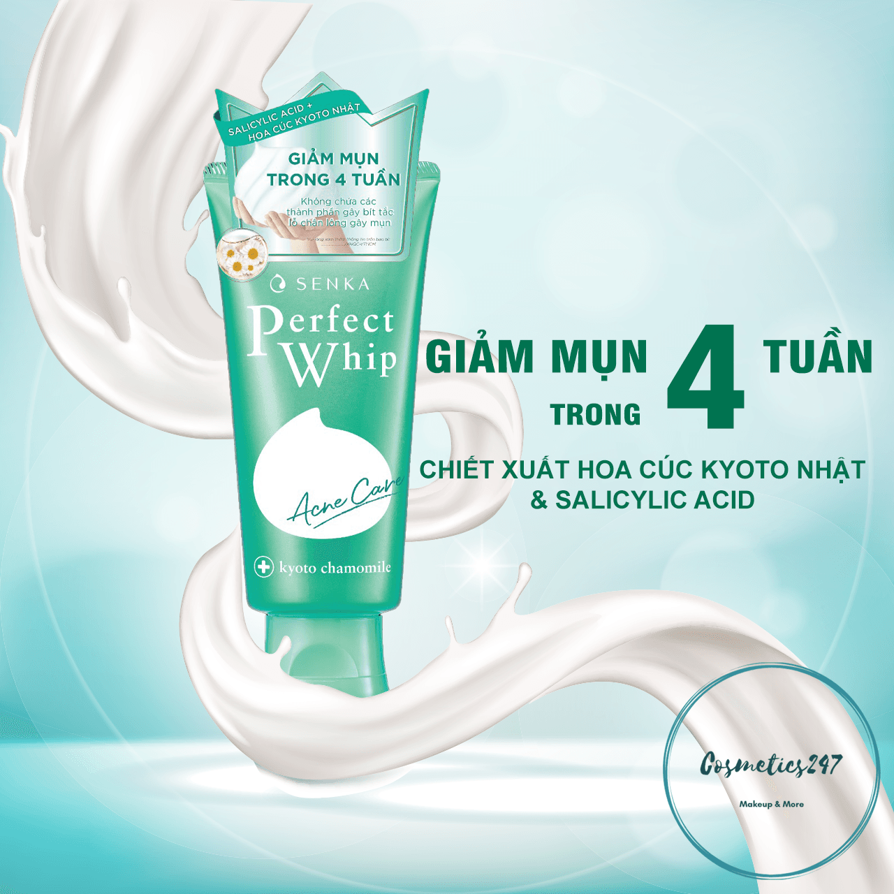 Sữa rửa mặt Senka perfect whip acne care 100g dành cho da mụn