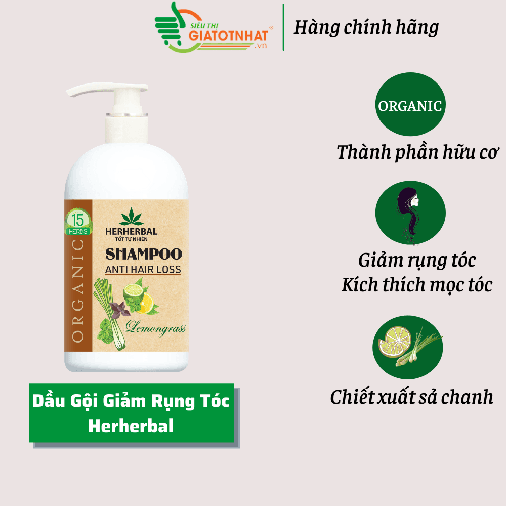 [HCM]Dầu gội dược liệu trị rụng Alpha Herherbal Tinh dầu Sả Chanh 336g