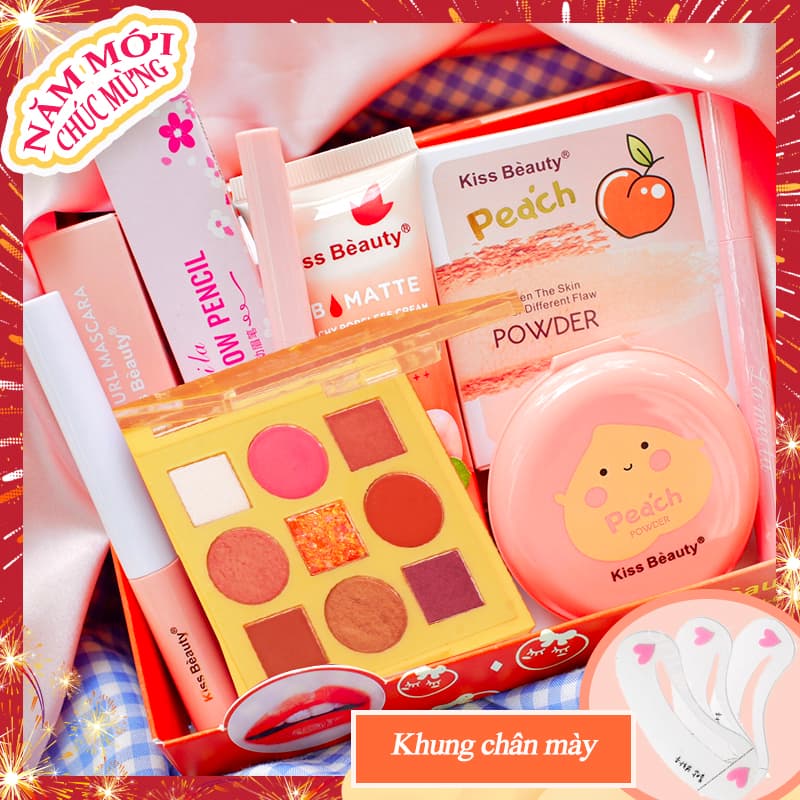 [HCM]【Kiss Belle Shop】Bộ trang điểm chuyên nghiệp 6 món KISS BEAUTY Kem BB che khuyết điểm + Phấn phủ bột + Chì kẻ mày lâu trôi + Bút dạ kẻ mắt + Mascara 4d + 11 màu bảng phấn mắt lì bộ makeup đầy đủ set trang điểm đẹp