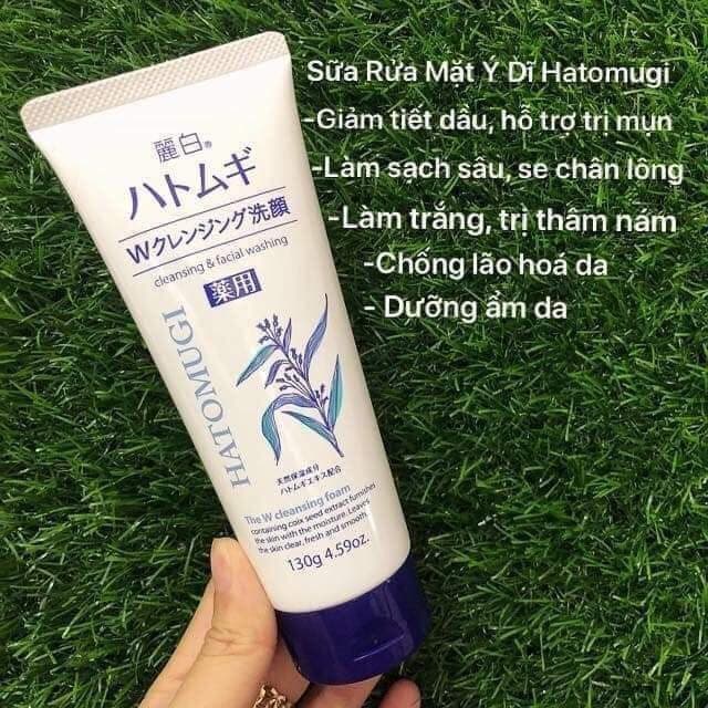 Sữa rửa mặt dưỡng ẩm mờ thâm Hatomugi Nhật Bản 130g