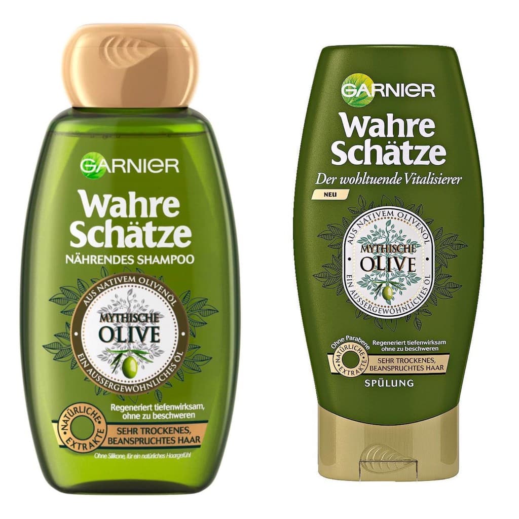 Bộ Dầu gội -Xả Garnier Trueasure Shampoo - Dầu Oliu Thần Thoại - Nuôi Dưỡng và Phục Hồi Tóc Rất Khô Cứng 250 ml&200ml