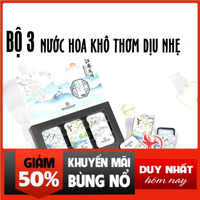 [HÀNG LOẠI TỐT] Nước hoa sáp khô mini dạng sáp cho nữ thơm lâu hương dịu nhẹ - Bộ 3 hộp mix nhiều mùi