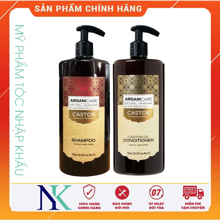 [HCM]Dầu Gội Xã Dưỡng Ẩm Phục Hồi & Chống Rụng Arganicare Castor 750Ml