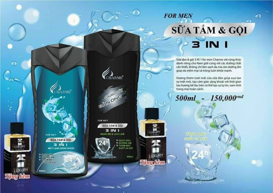 Sữa Tắm Gội Nam charmes 500ml Chính Hãng(TẶNG NƯỚC HOA)