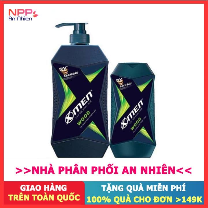 Combo Dầu gội X-Men nước hoa Wood 650g + Dầu gội X-Men nước hoa Wood 180g- NPP AN NHIÊN