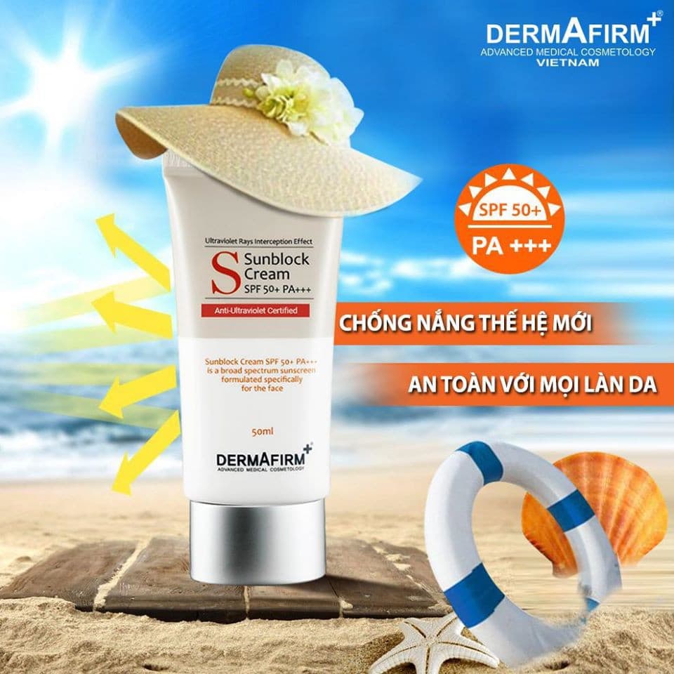 [HÀNG CÔNG TY] Kem Chống Nắng Y Khoa Không Nhờn Rít Dermafirm Sun Block Cream SPF50+ PA+++ Cho Da Dầu Khô Mụn Nhạy Cảm Da Hỗn Hợp Da Thường - SimmyShop