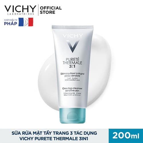 [HCM]Sữa rửa mặt tẩy trang 3 tác dụng cho da thường da hỗn hợp & da nhạy cảm Vichy Purete Thermale 3in1 100ml - 200ml