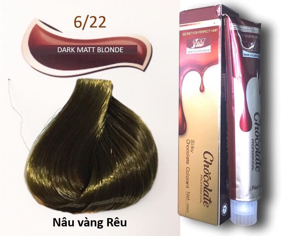 [HCM]Thuốc nhuộm tóc màu nâu rêu hương Socola (6.22) 123 Chocolate Color Cream 100ml