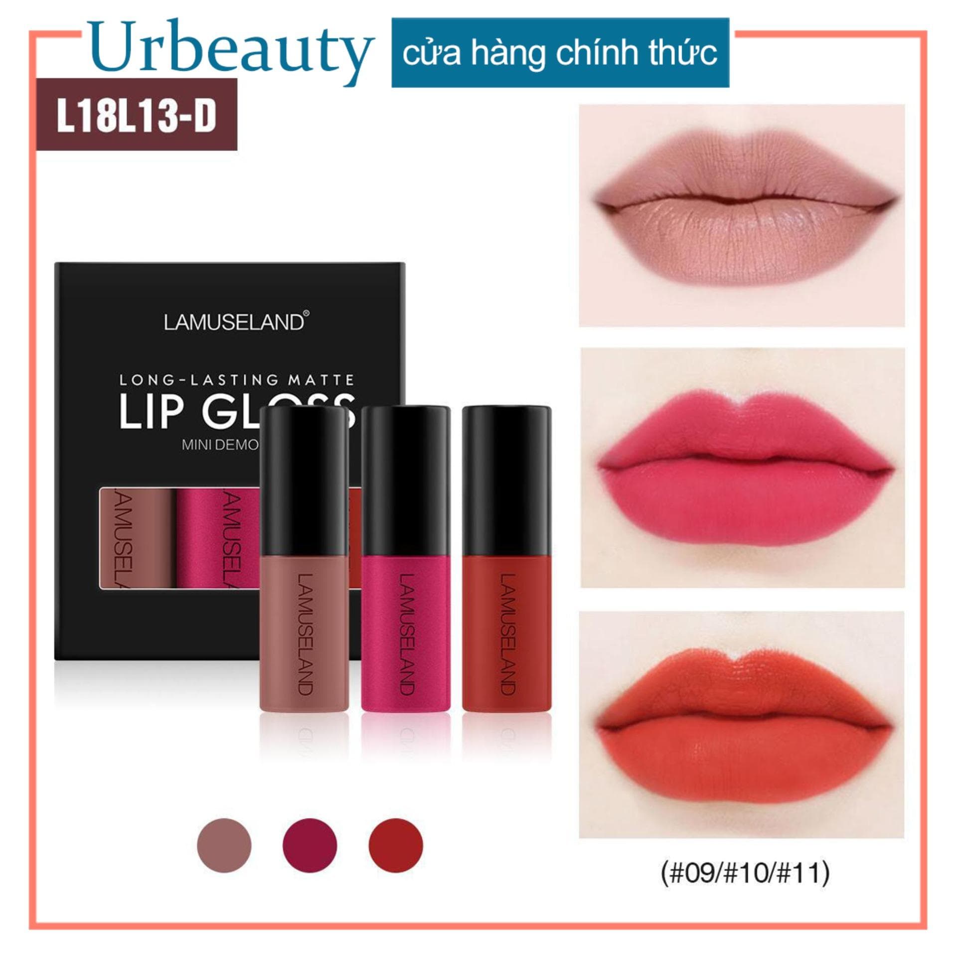 【Urbeauty Mall】SET 3 son kem lì LAMUSELAND hot hit chống nước lâu trôi son nội địa Trung son đẹp son lì siêu mịn