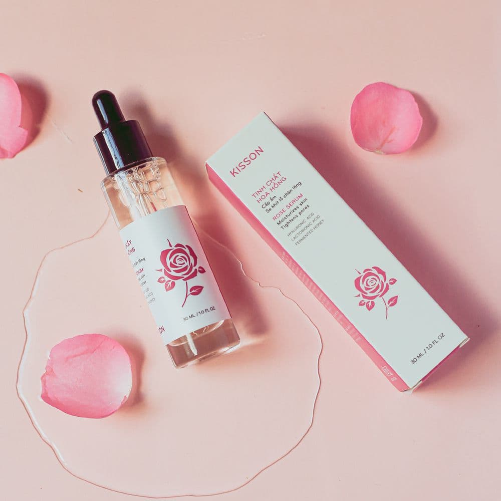 Serum Tinh chất hoa hồng Kisson Làm se khít lỗ chân lông Cung cấp độ ẩm dưỡng ẩm sâu cho da Giúp sáng và đều màu da - Guty Home