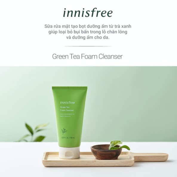 [HCM]Sữa rửa mặt làm sạch từ trà xanh đảo Jeju Innisfree Green Tea Foam Cleanser 150ml