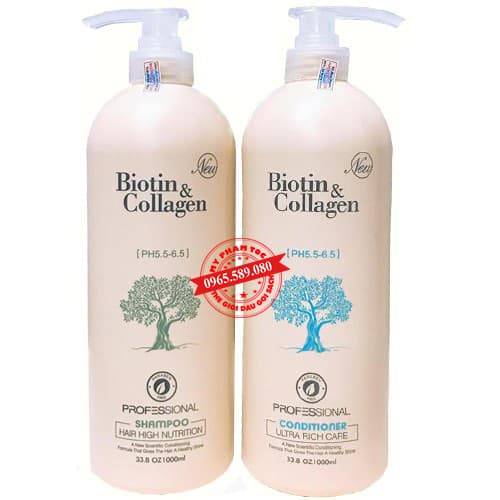 Cặp dầu gội xả Biotin Collagen | Giảm rụng tóc | Phục hồi tóc khô xơ hư tổn | Hàng chính hãng