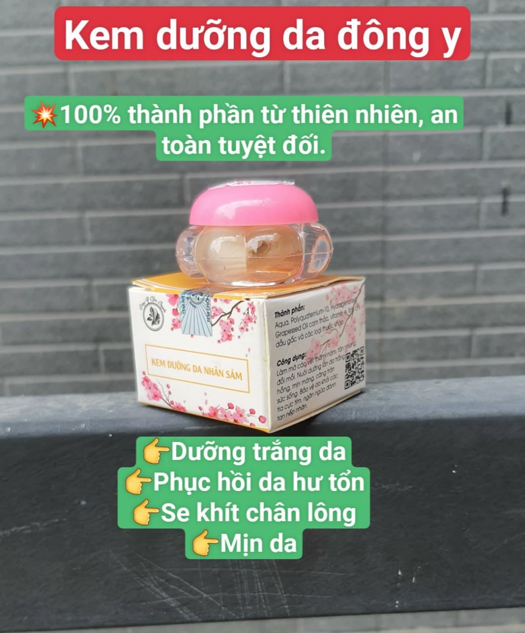 [HCM][Kem có logo + tặng SRM Ponds] - Kem dưỡng da Đông y Mờ Nám Mờ Tàn Nhang Trắng da Ngừa Mụn.