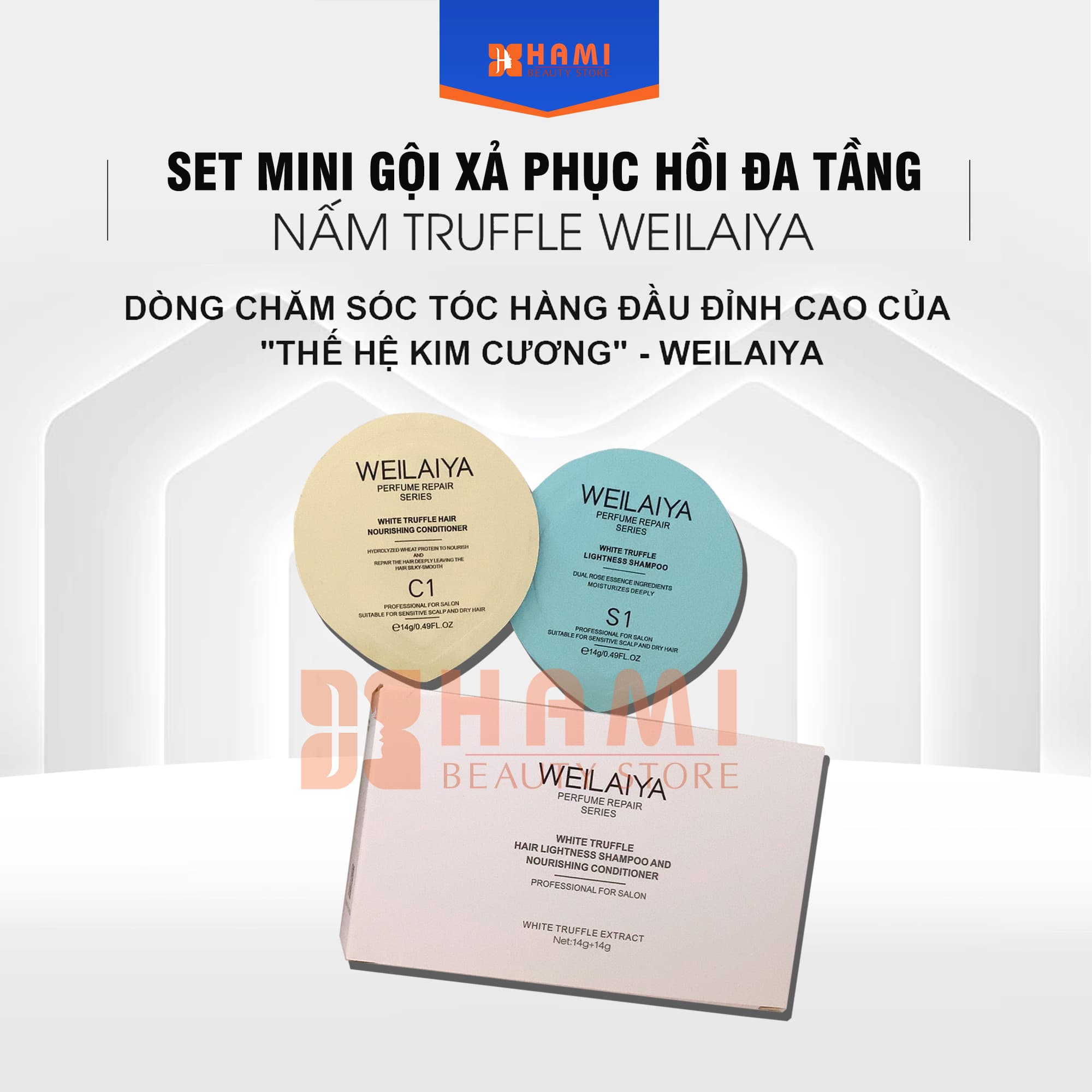 DẦU GỘI XẢ PHỤC HỒI ĐA TẦNG NẤM TRUFFLE WEILAIYA - SET MINI 28g