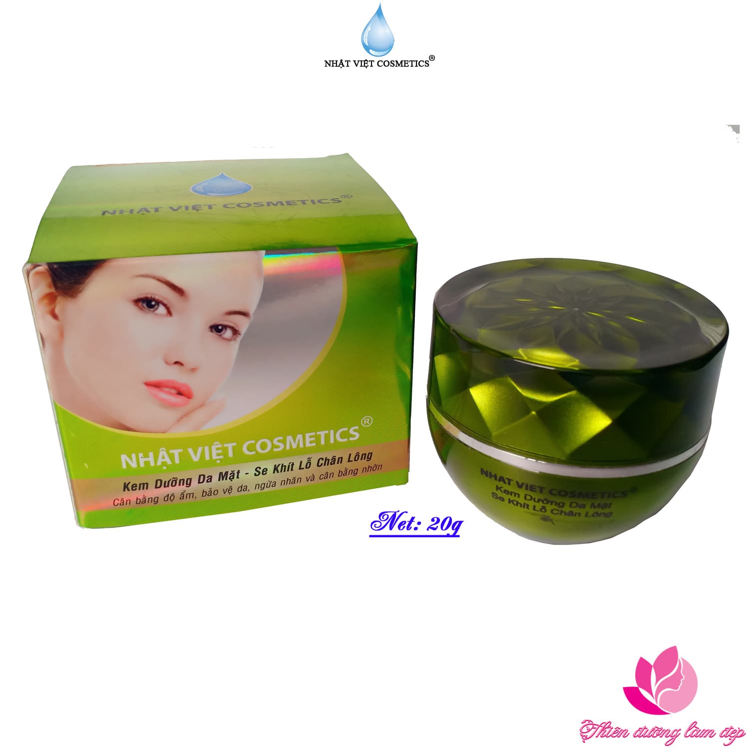Kem dưỡng da mặt Se khít lỗ chân lông Trà xanh và Cám gạo NHẬT VIỆT COSMETICS 20g