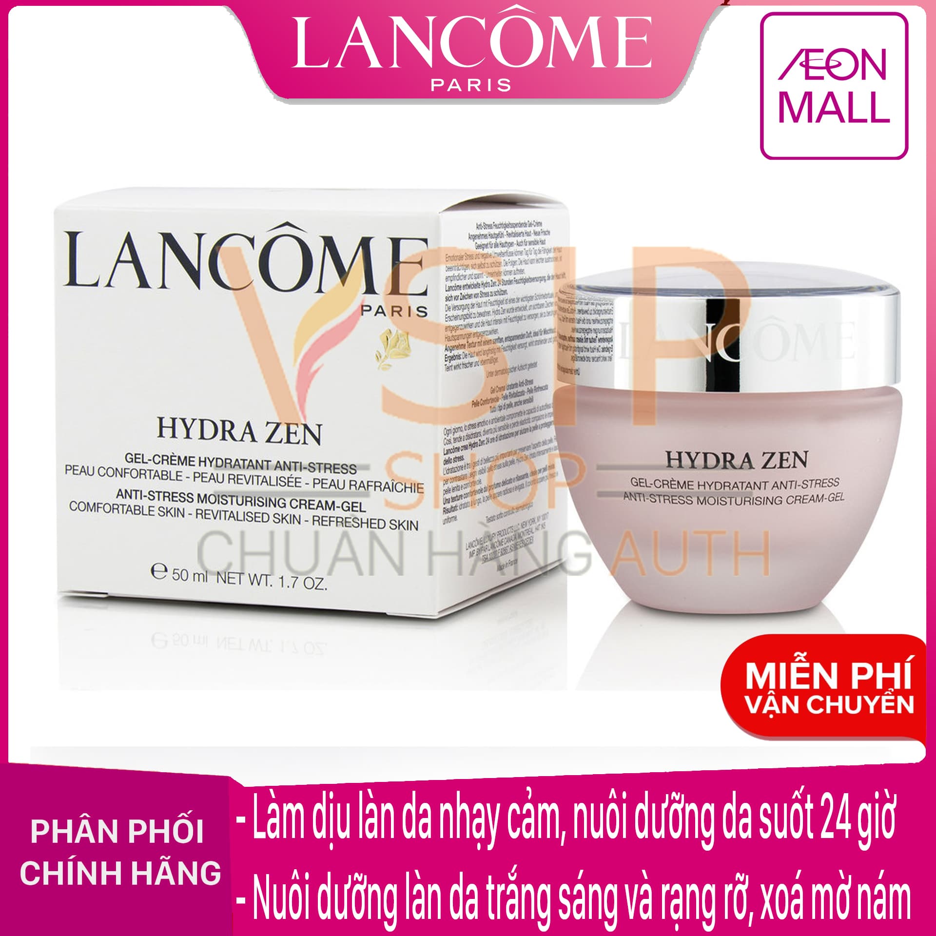 Chính hãng - Kem dưỡng ẩm dạng gel Lancome Hydra Zen Neurocalm 50ml