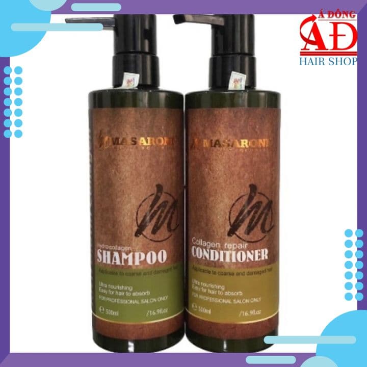 [Chính hãng] Bộ dầu gội xả Masaroni Rich Biotin Collagen repair phục hồi siêu mượt tóc 500ml