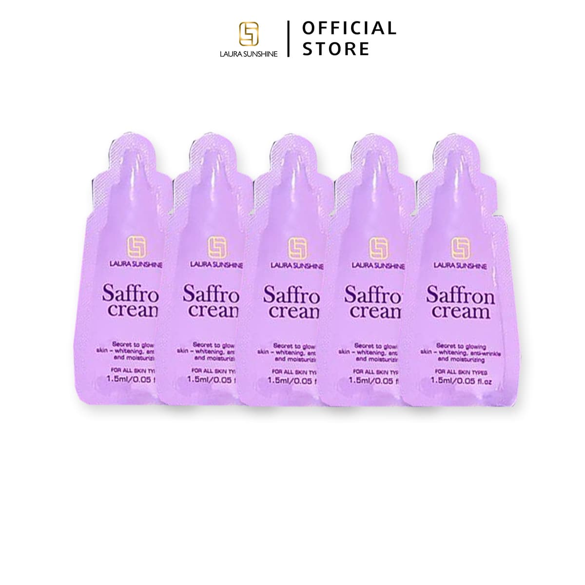[HCM]5 Túi Kem Dưỡng Trắng Da Đêm Tinh Chất Nhuỵ Hoa Nghệ Tây Laura Sunshine Saffron Cream Mini Nuôi Dưỡng Làn Da ( 15ml)