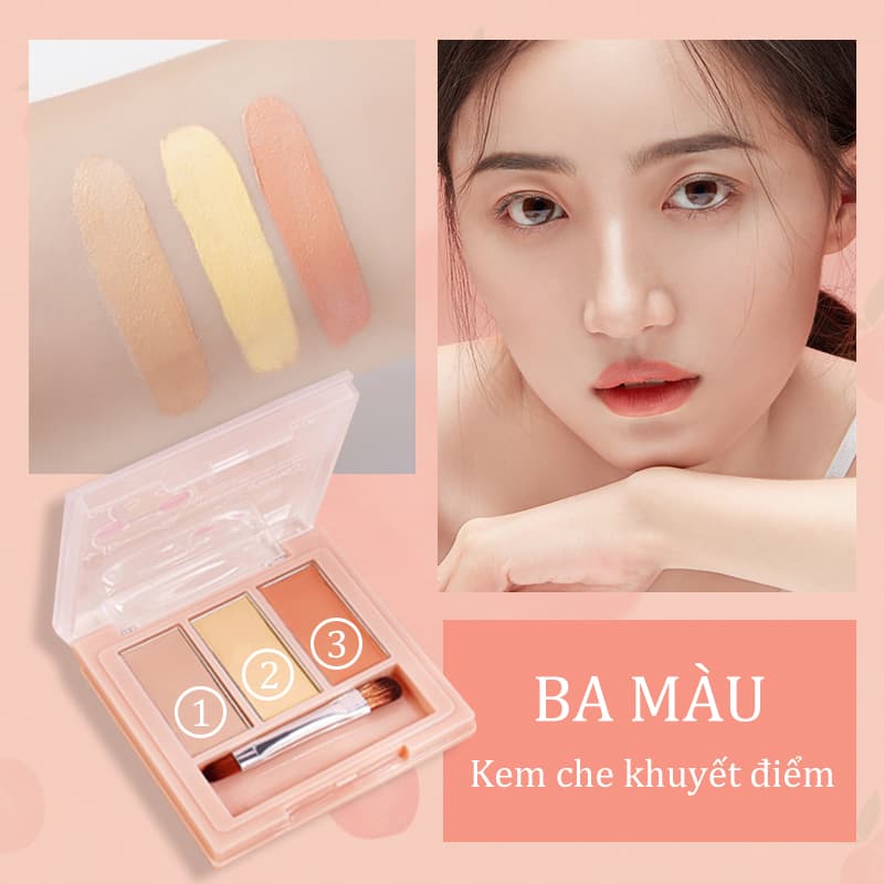 [HCM]【Kiss Belle Shop】Kem che khuyết điểm 3 màu KISS BEAUTY (Hiệu quả che khuyết điểm và tạo đường viền)