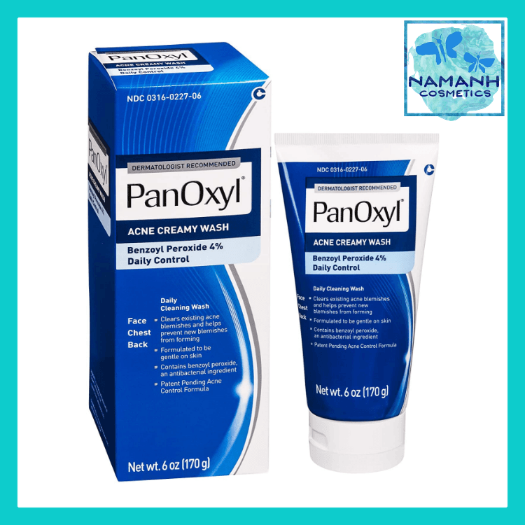 Sữa rửa mặt kháng khuẩn hằng ngày cho da khô mụn PanOxyl Antimicrobial Acne Creamy Wash 4% Benzoyl Peroxide 170g