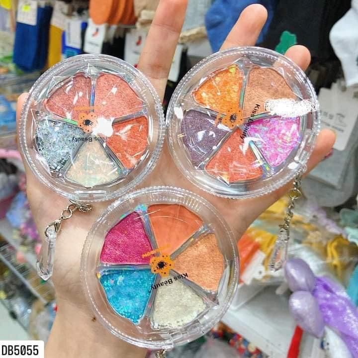 Nhũ Mắt Kim Tuyết Dạng Nén 5 Ô GLITTER EYESHADOW Kiss Beauty 7g-Tone màu 1