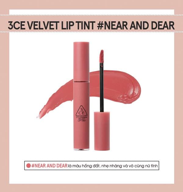 Son 3CE velvet lip tint màu hồng đất
