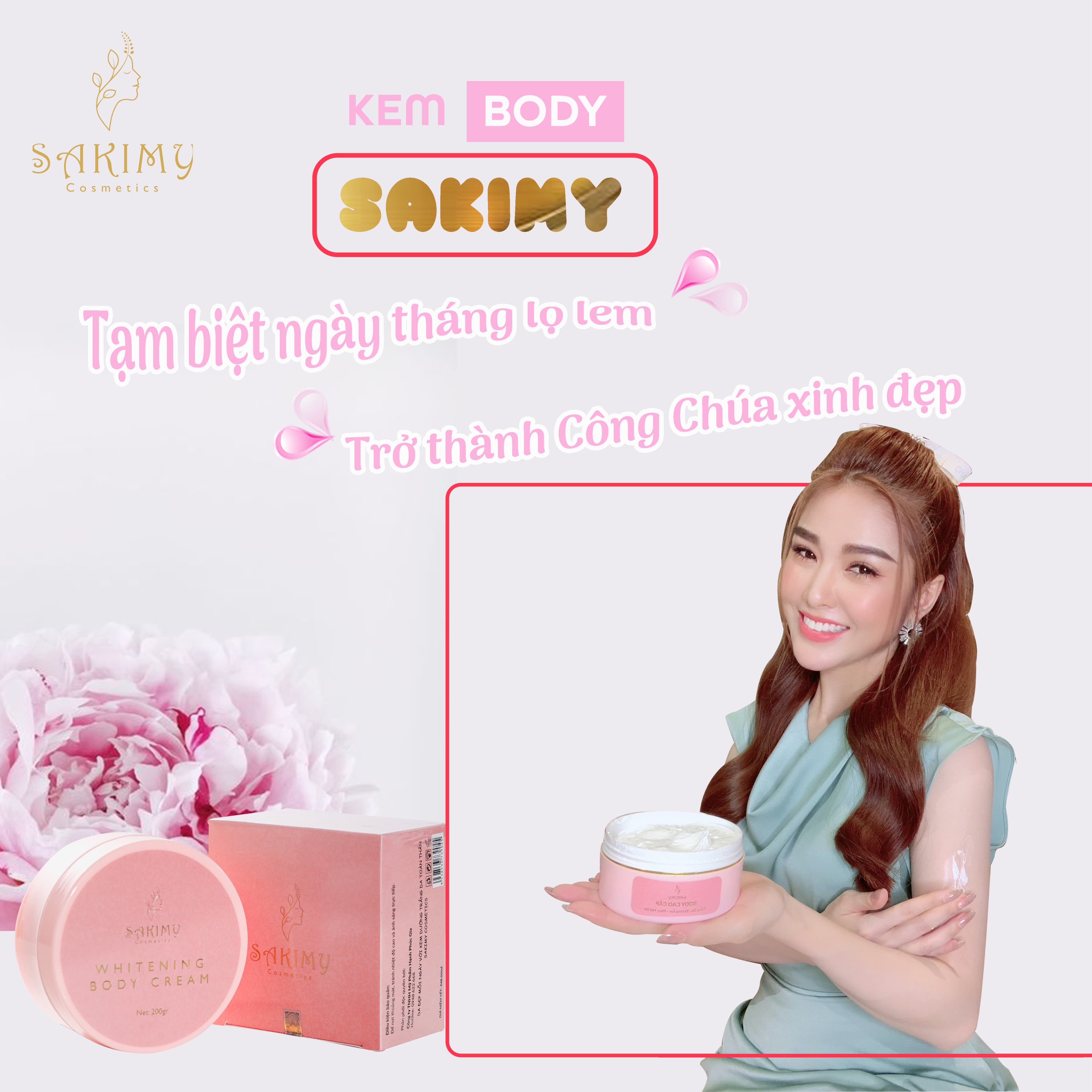 Combo Sỉ 10 hộp kem body Sakinmy 200gr tặng 10 chai serum kích trắng Sakimy + quà tặng ngẫu nhiên.