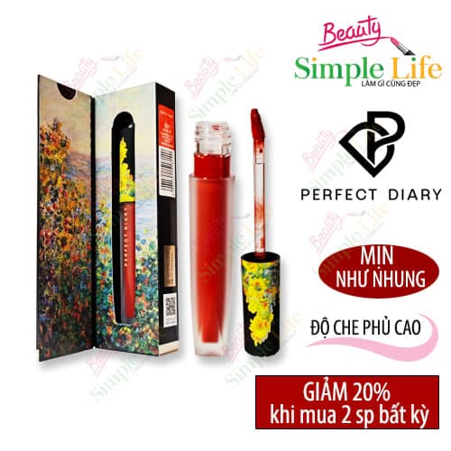 Son kem lì Perfect Diary Monet mẫu mới thiết kế bắt mắt màu sắc thời trang hiện đại hợp với nhiều màu da (3g)