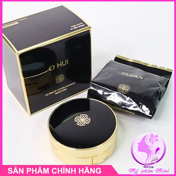 Bộ Phấn Nước Ohui Vỏ Đen Ultimate Cover Cushion Hàn Quốc 15g (Kèm lõi) che phủ tối ưu