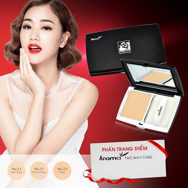 Phấn trang điểm chuyên nghiệp Aroma Two Way Cake No.13 Hàn Quốc 14g (Da trắng) - Hàng chính hãng
