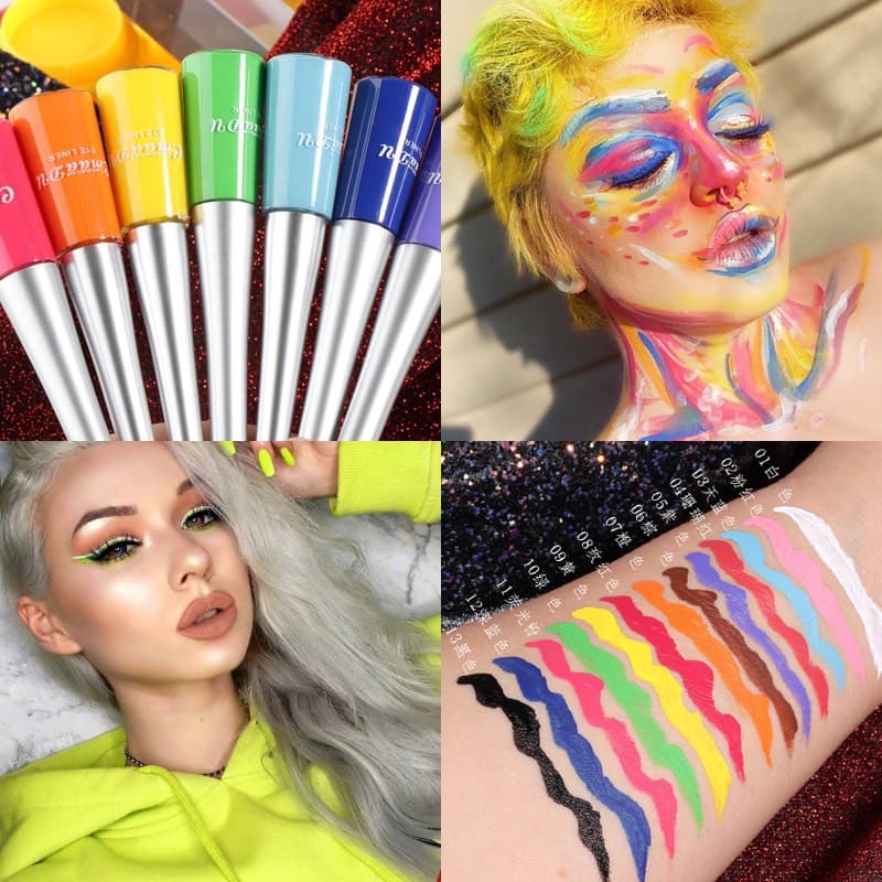 [HCM][ Mới ] Bút Kẻ Mắt Màu Neon Xanh Lá Cây Trắng Bút Kẻ Mắt Dạng Lỏng Trang Điểm Chống Nước Bút Kẻ Mắt Dạng Lỏng Màu Xanh Lá Cây Màu Vàng Xanh Dương - Sasa.St