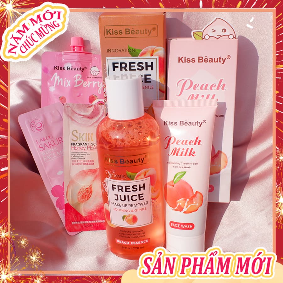 [HCM]【Kiss Belle Shop】Bộ tẩy trang / làm sạch 5 món đầy đủ(Tẩy trang+Sữa rửa mặt+Mặt nạ trái cây+Mặt nạ hoa anh đào + đào Gel tẩy tế bào chết)