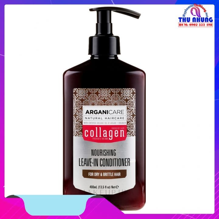 Kem dưỡng tạo kiểu tóc xoăn ARGANICARE COLLAGEN LEAVE-IN CONDITIONER 400ml ISRAEL