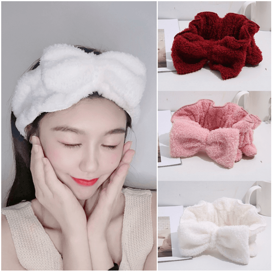 Băng đô cài tóc hình nơ phong cách Hàn Quốc dễ thương giúp việc rửa mặt skincare dễ dàng hơn
