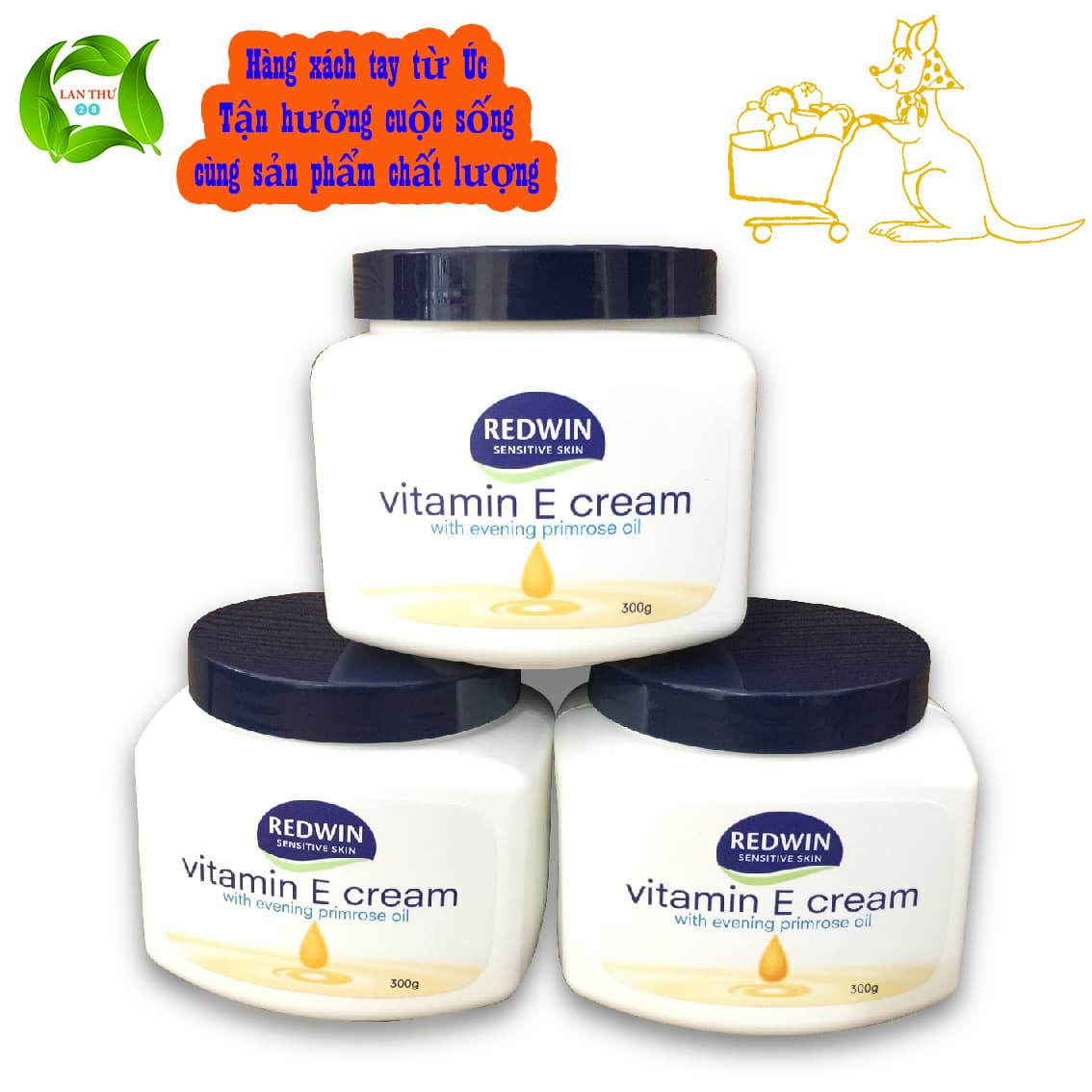 [HCM]Kem dưỡng thể mềm mịn da của REDWIN Vitamin E with evening primrose oil 300g