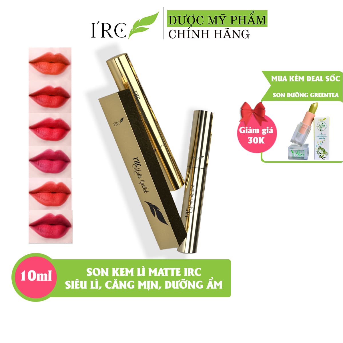 Son kem lì Matte IRC không chì công nghệ khóa màu Hàn Quốc ăn lâu trôi màu sắc tự nhiên