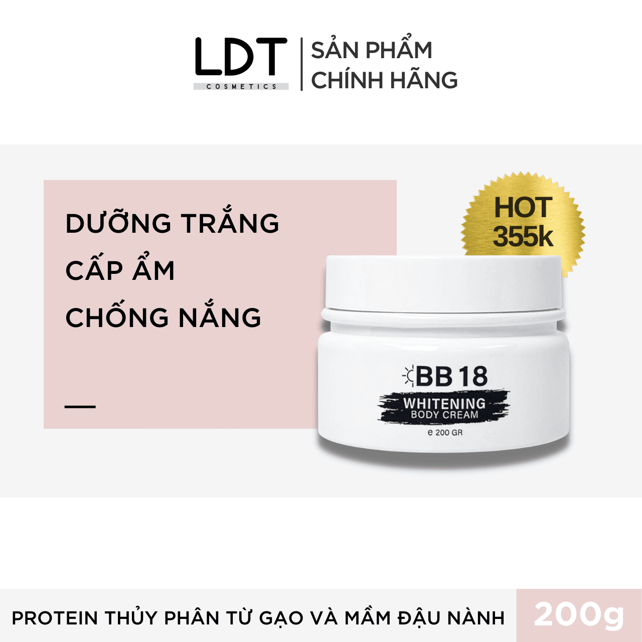 [HCM]Kem dưỡng trắng da toàn thân Lori B BB18 200g