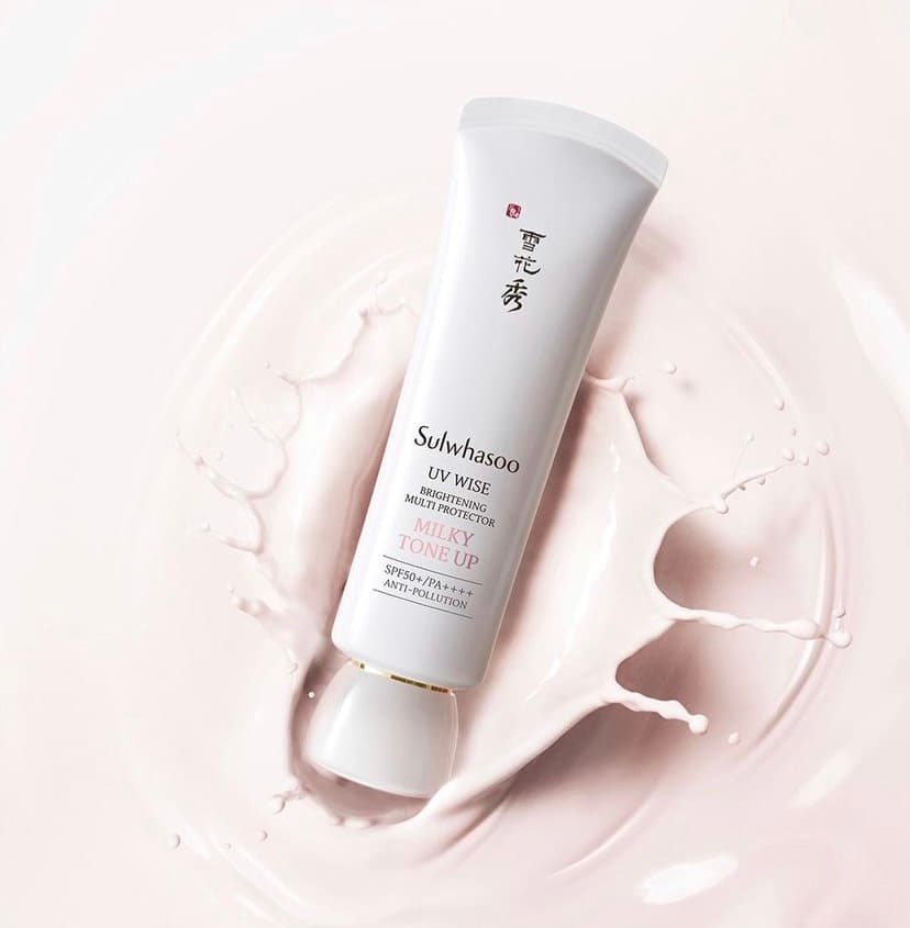Kem Chống Nắng SULWHASOO dưỡng trắng da mờ nám nâng tone trắng hồng MILKY TONE UP tuýp Mini 10ml