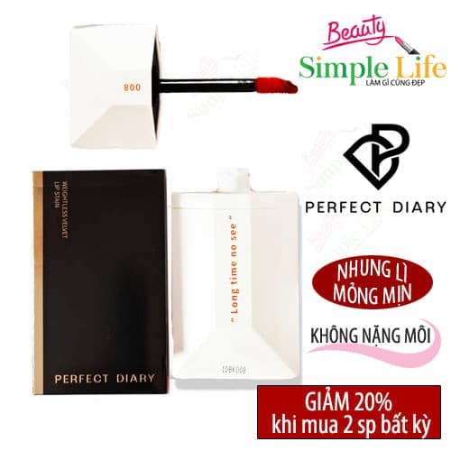 Son môi dạng kem Perfect Diary nhung mờ bóng màu ReadMe Weightless Velvet Stain Matte bền màu lâu trôi 14 màu mới (4g)