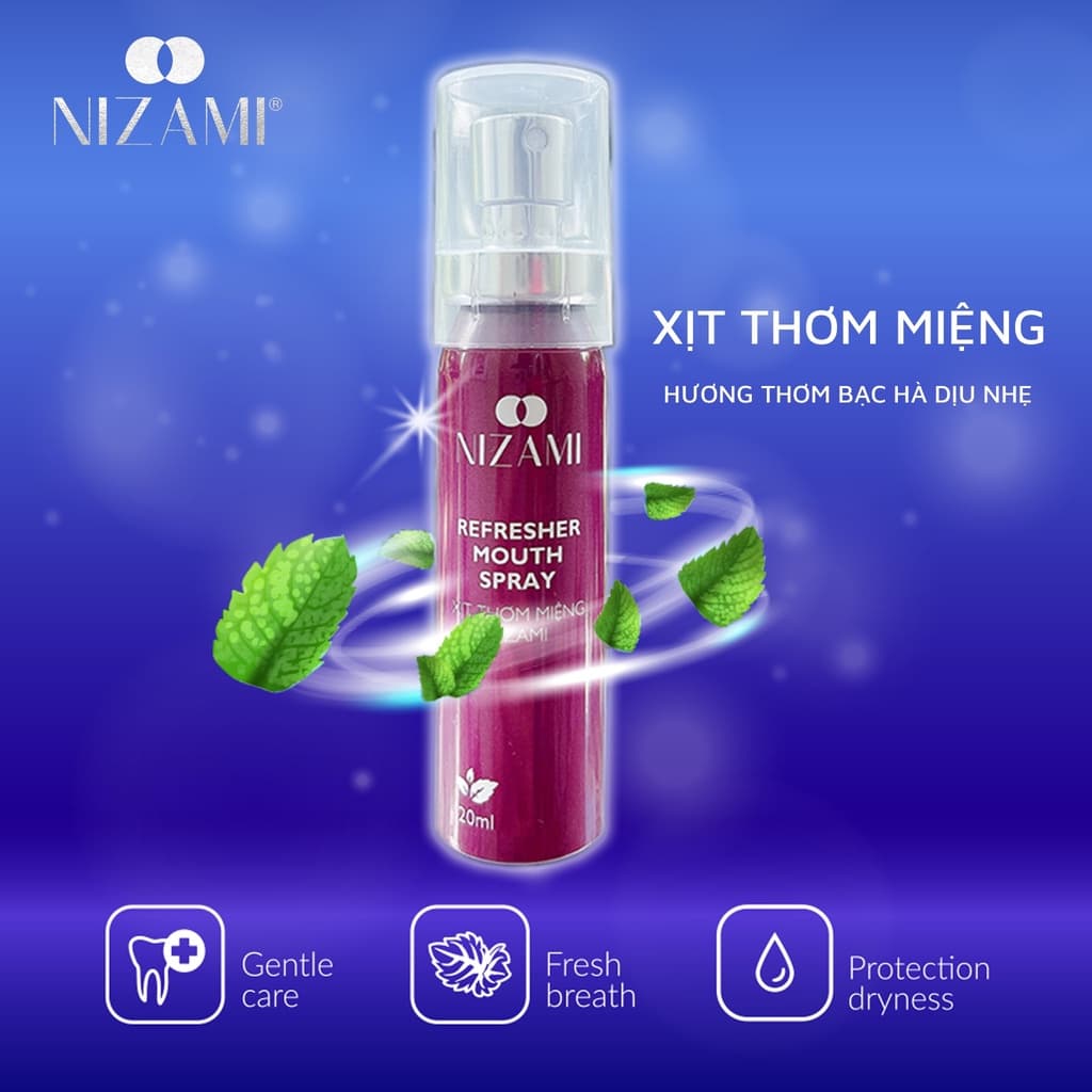 Chai Xịt thơm miệng nam nữ nizami hơi thở tươi mát tự tin với người đối diện 20ml  xịt thom miệng  chai xịt thơm miệng  nước xịt thơm miệng xịt thơm mieng