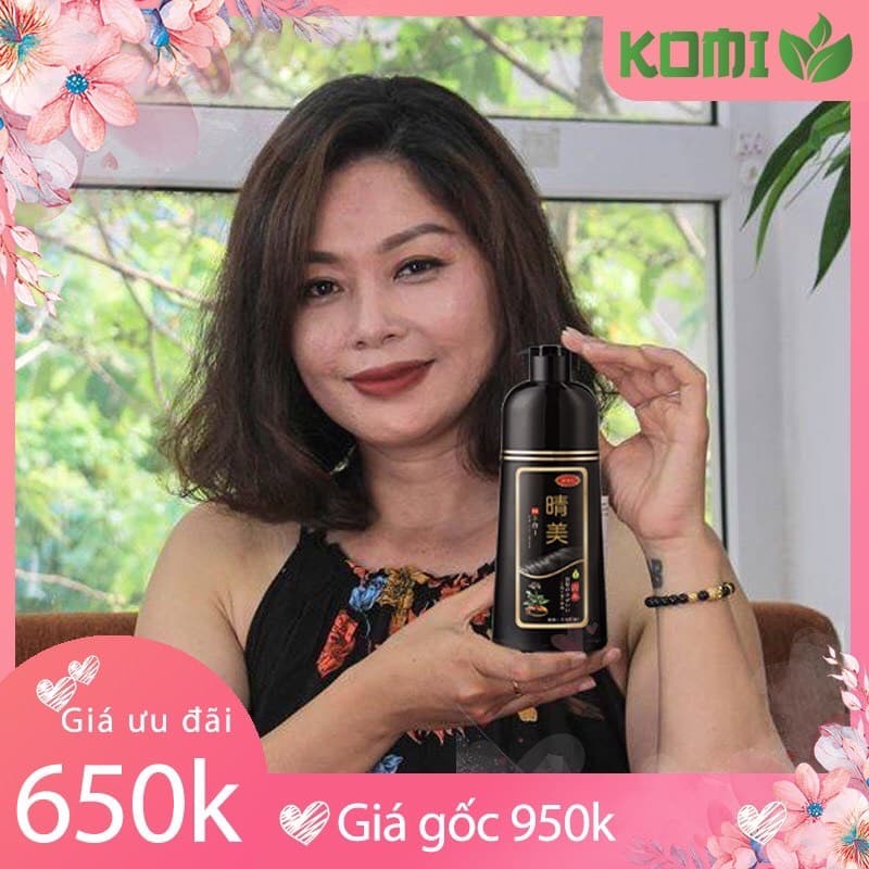 Dầu Gội KOMI Phủ Bạc Đen Tóc dành cho Nam - Chính Hãng Nhật Bản ( Màu Đen) Dung Tích 500ml